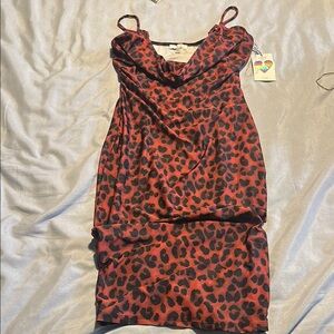 Red Leopard Print Dress Size S
